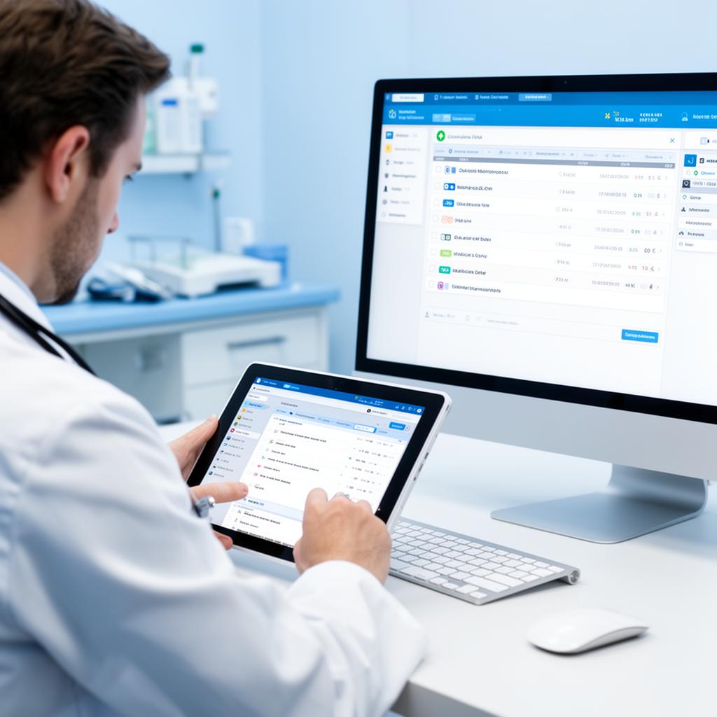 Clinician using the HabJoshTech HMIS on a tablet and desktop